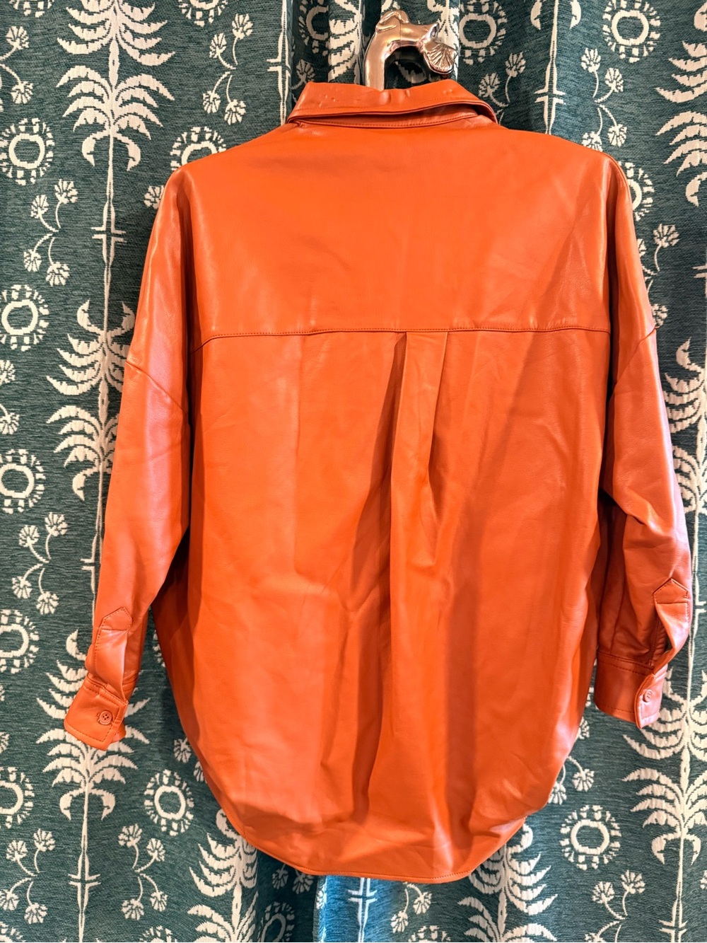 French Connection Crolenda Faux Leather Collar Popover Glazed Ginger Top XS - Picture 5 of 5